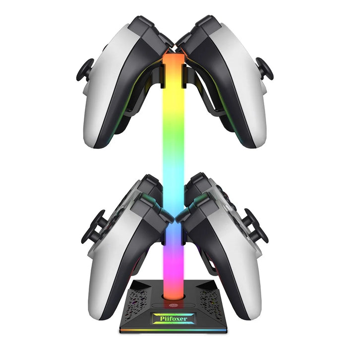 PIIFOXER EB03 RGB Controller Display Stand with Memory Function, Gaming Headset Holder with 2 USB2.0, Type-C Ports - 3