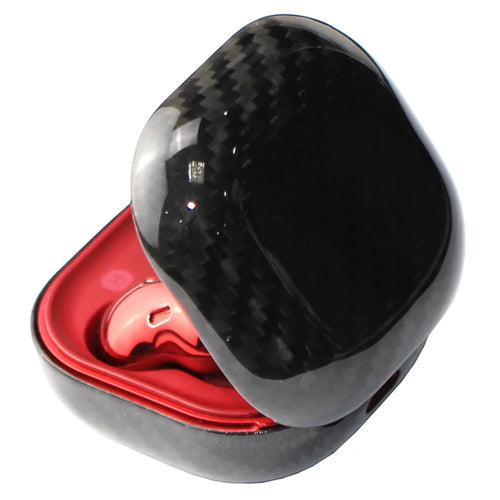For Samsung Galaxy Buds Live Bluetooth-compatible Headset Sleeve Earphone Cover Aramid Fiber Case - Glossy Black - 1