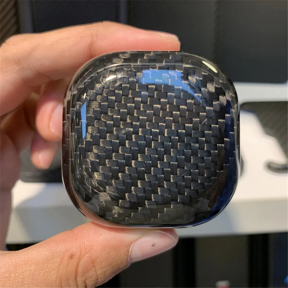 For Samsung Galaxy Buds Live Bluetooth-compatible Headset Sleeve Earphone Cover Aramid Fiber Case - Glossy Black - 4