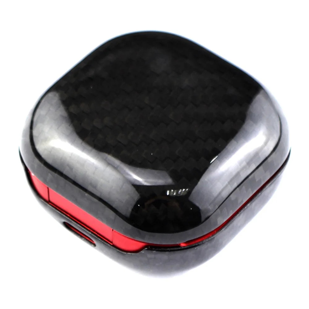 For Samsung Galaxy Buds Live Bluetooth-compatible Headset Sleeve Earphone Cover Aramid Fiber Case - Glossy Black - 5