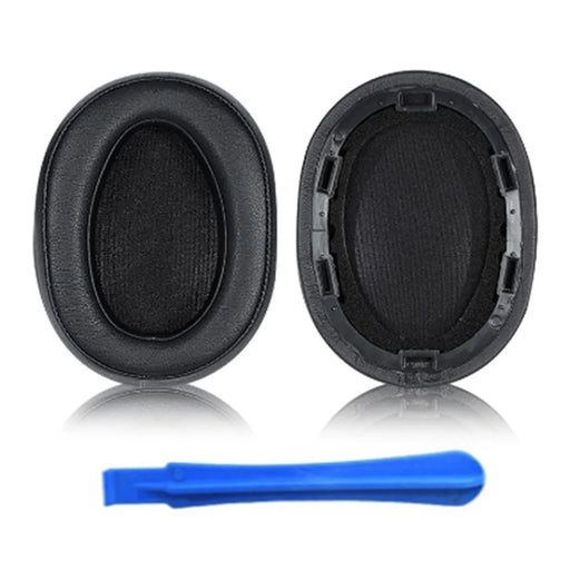 1 Pair For Sony MDR-100ABN / WH-H900N Headphone Ear Pads Protein Leather Cushions with Mini Crowbar - Black - 1