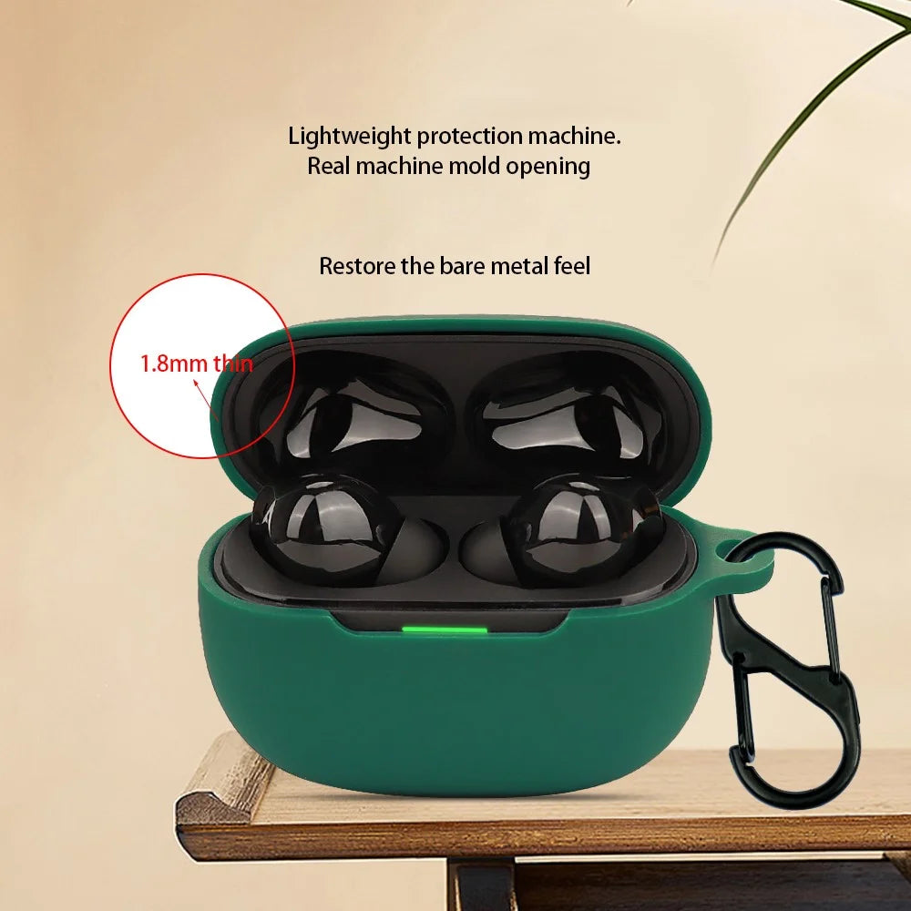 For Xiaomi Redmi Buds 5 Pro Silicone Case Bluetooth-compatible Headset Sleeve Earphone Cover with Buckle - Blackish Green - 3