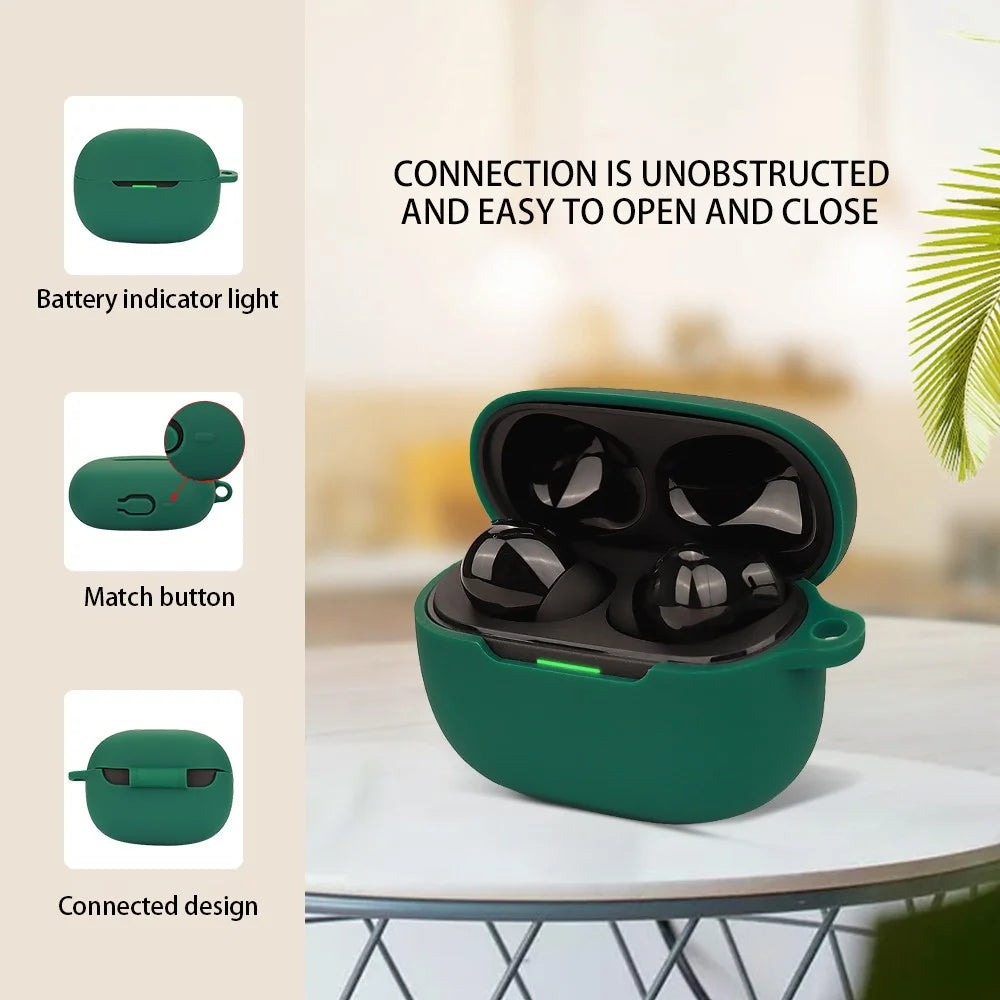 For Xiaomi Redmi Buds 5 Pro Silicone Case Bluetooth-compatible Headset Sleeve Earphone Cover with Buckle - Blackish Green - 4