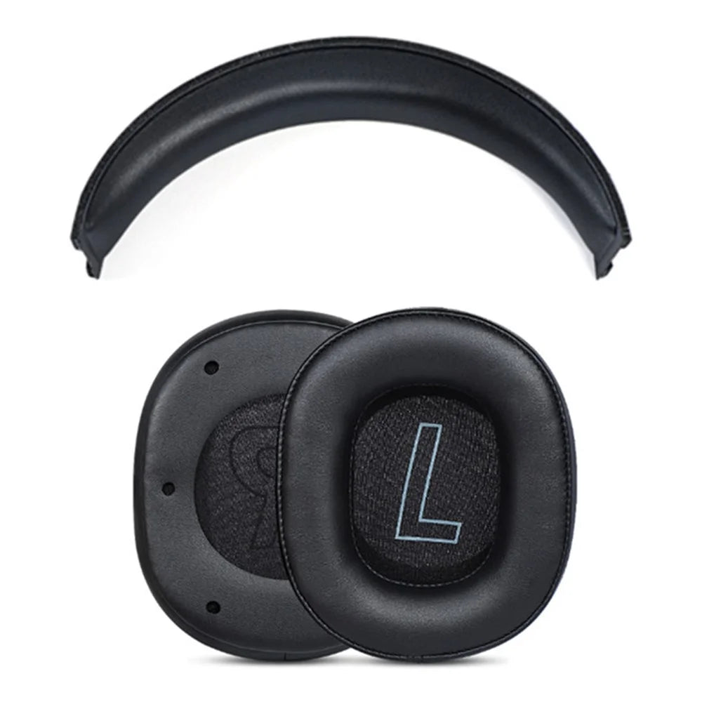 1 Pair Ear Pads for EDIFIER HECATE G2 Protein Leather+Sponge Headset Ear Caps with Head Beam Sleeve - Black - 1