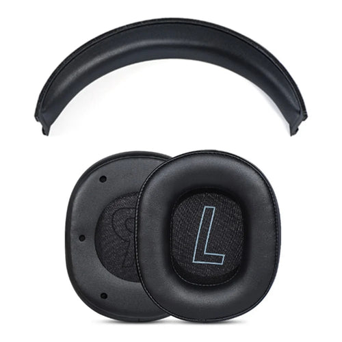 1 Pair Ear Pads for EDIFIER HECATE G2 Protein Leather+Sponge Headset Ear Caps with Head Beam Sleeve - Black - 1