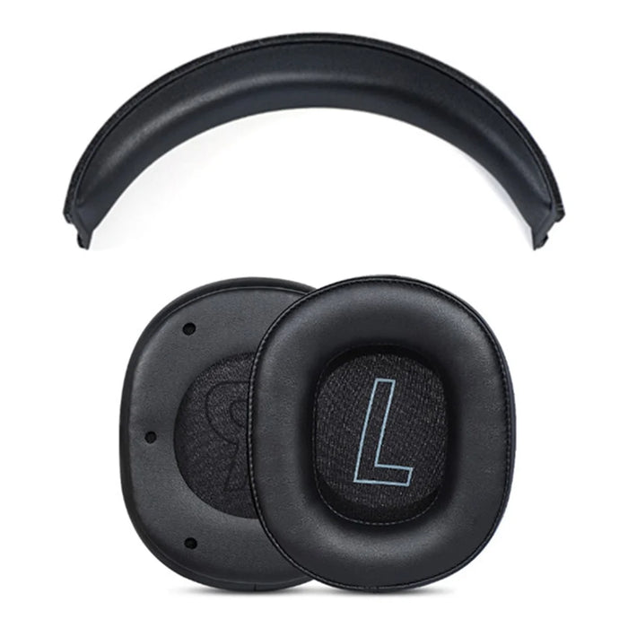 1 Pair Ear Pads for EDIFIER HECATE G2 Protein Leather+Sponge Headset Ear Caps with Head Beam Sleeve - Black - 1