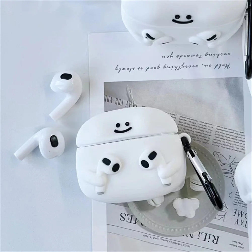 For Apple AirPods 3 Cartoon Expression Silicone Cover Earphone Anti-drop Case with Anti-lost Buckle - 2