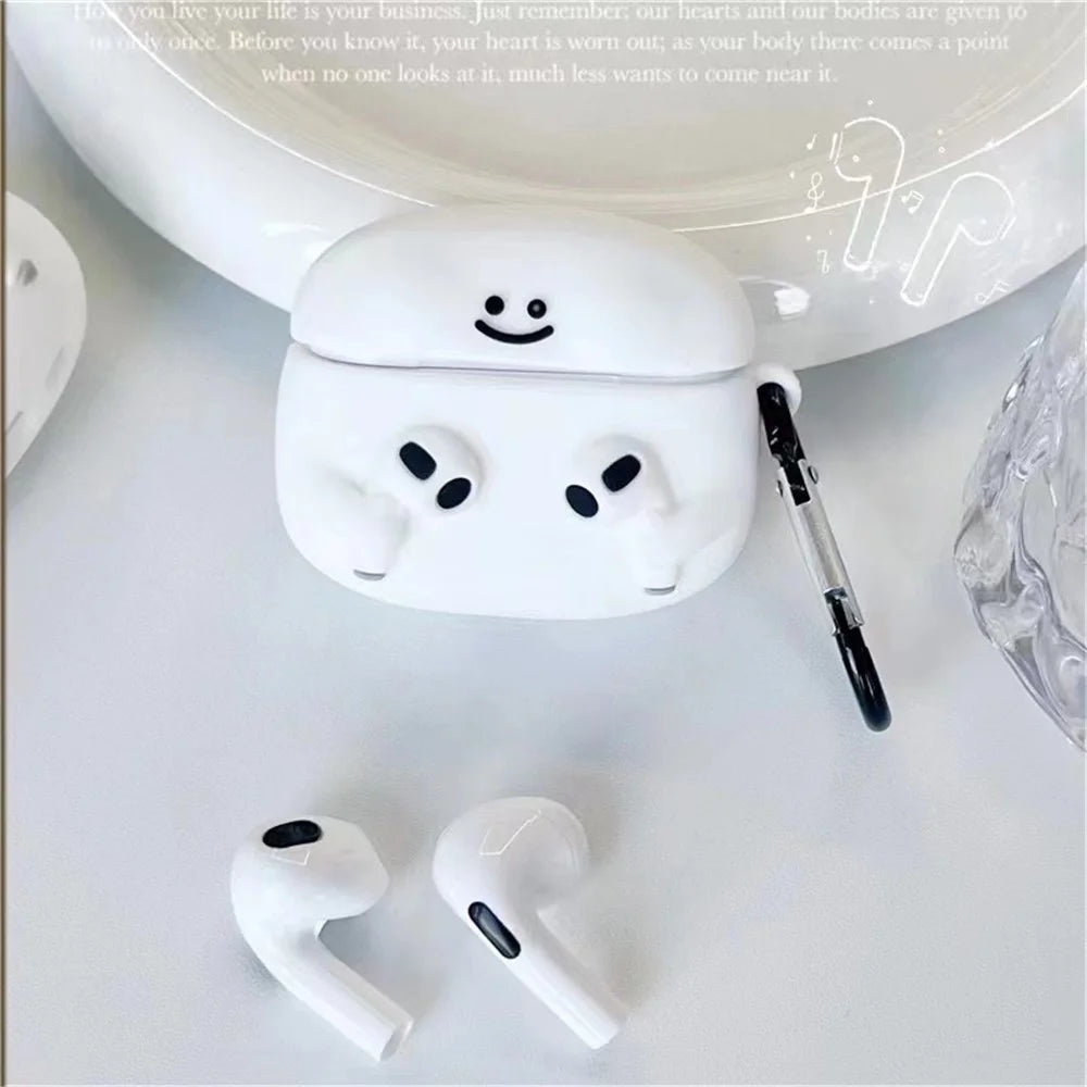 For Apple AirPods 3 Cartoon Expression Silicone Cover Earphone Anti-drop Case with Anti-lost Buckle - 3
