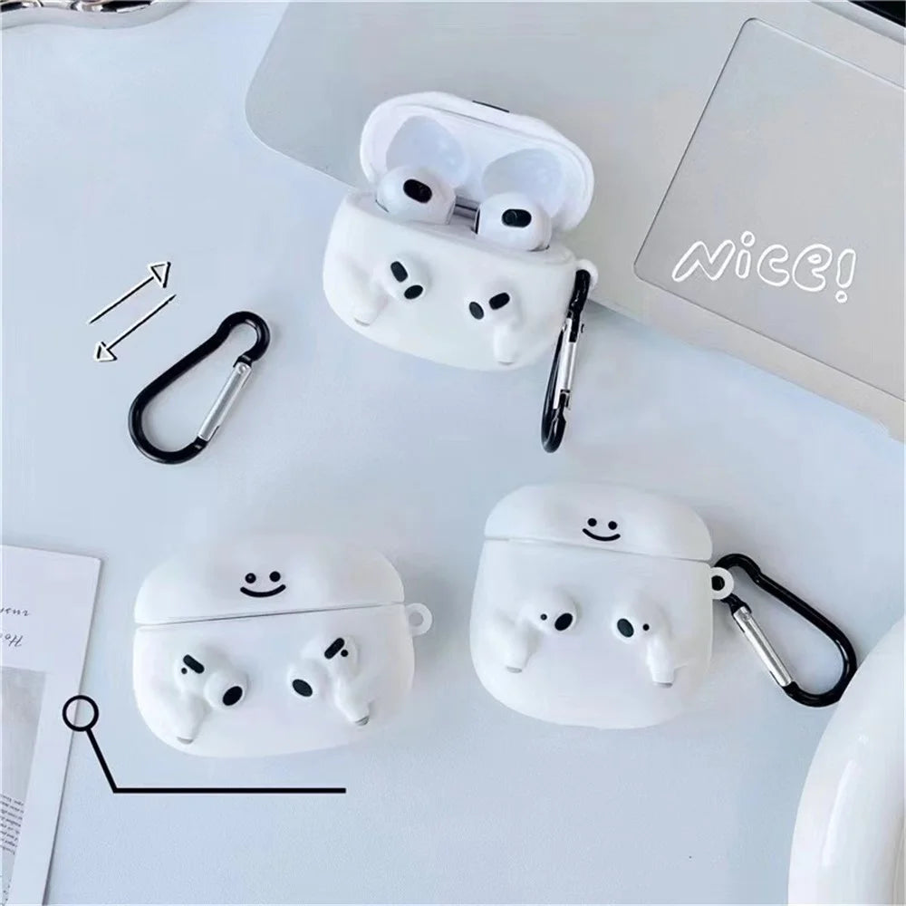 For Apple AirPods 3 Cartoon Expression Silicone Cover Earphone Anti-drop Case with Anti-lost Buckle - 6