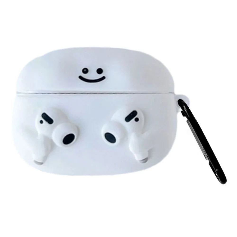 For AirPods Pro 2 / AirPods Pro Silicone Cover Cartoon Expression Earphone Protective Case with Anti-lost Buckle - 1