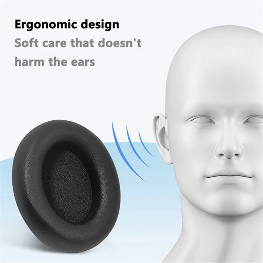 1 Pair For Beats Studio Pro Ear Cushions Protein Leather + Memory Foam Headphone Earpads - Black - 2