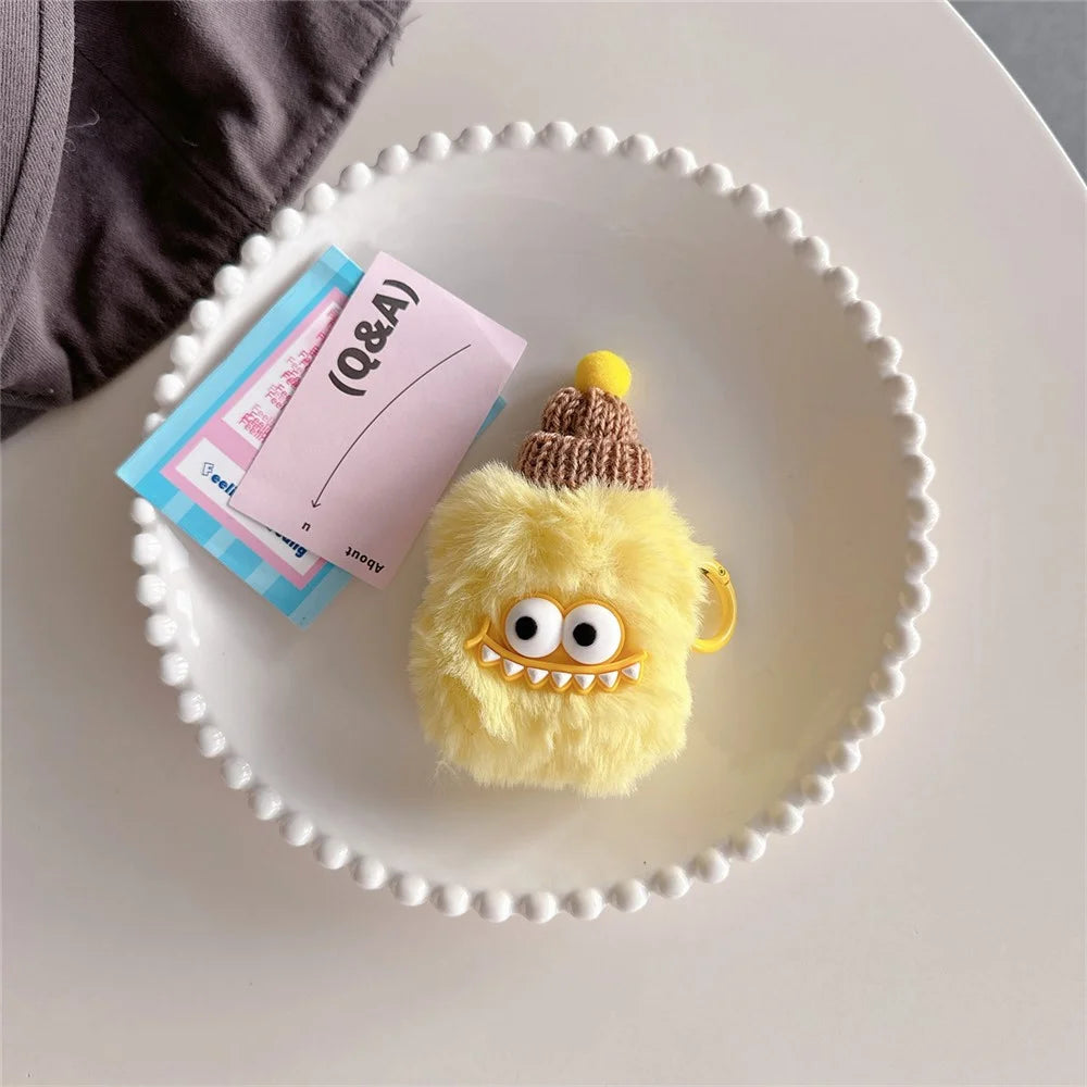 Plush Cover for Apple AirPods with Charging Case (2016)  /  (2019)  /  AirPods with Wireless Charging Case (2019) Cartoon Shark Earphone Case - Yellow - 2