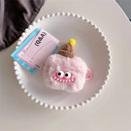 For Apple AirPods Pro Winter Soft Plush Cover Cartoon Shark Design Earphone Protection Case - Pink - 2