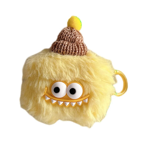 For AirPods Pro 2 Winter Warm Plush Anti-drop Cover Cartoon Shark Design Earphone Protection Case - Yellow - 1