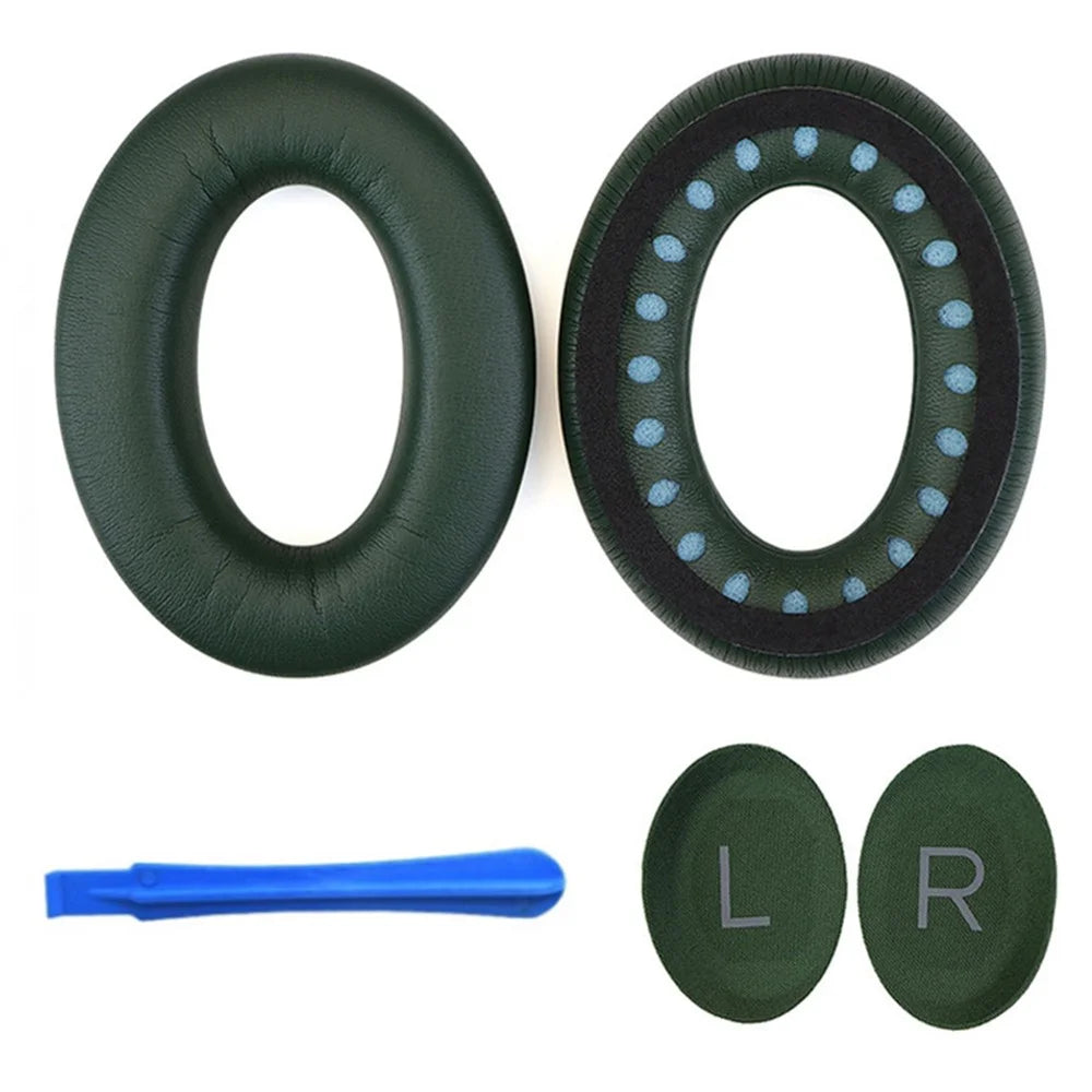 For BOSE QuietComfort 45 Protein Leather Headphone Ear Cushions with Mini Crowbar - Army Green - 1