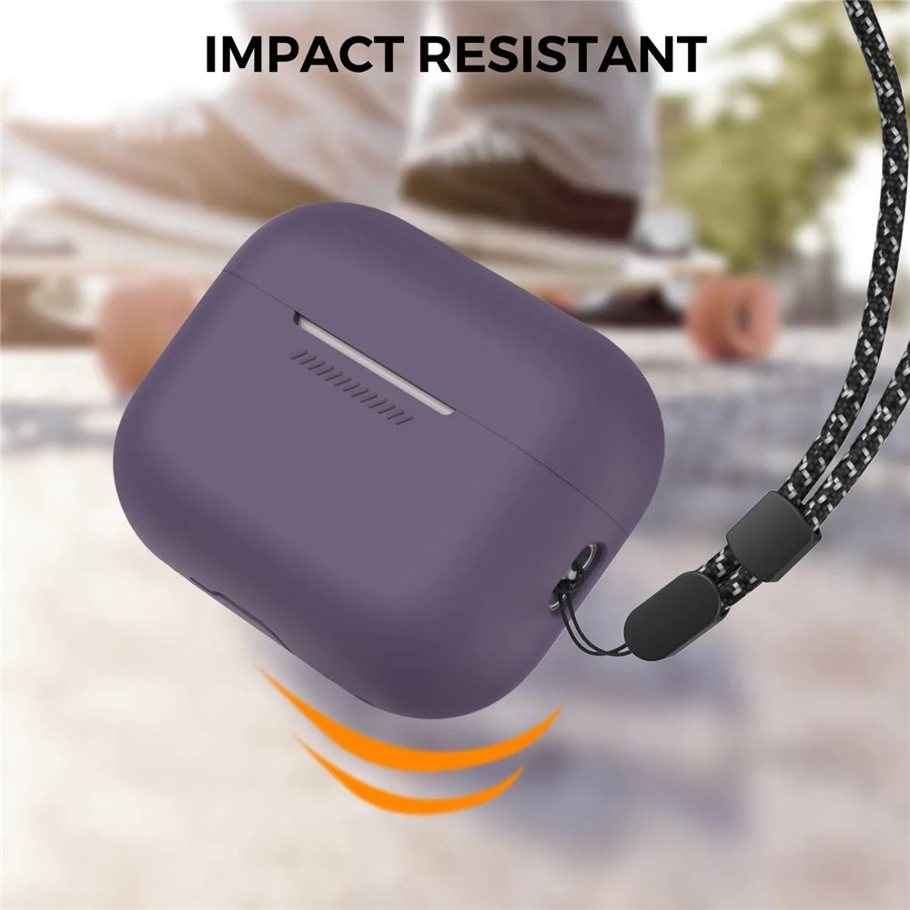 AHASTYLE PT187-2-C Silicone Case for AirPods Pro 2  /  Pro (Gen 2) (USB-C) Earphone Cover with Strap - Dark Purple - 5