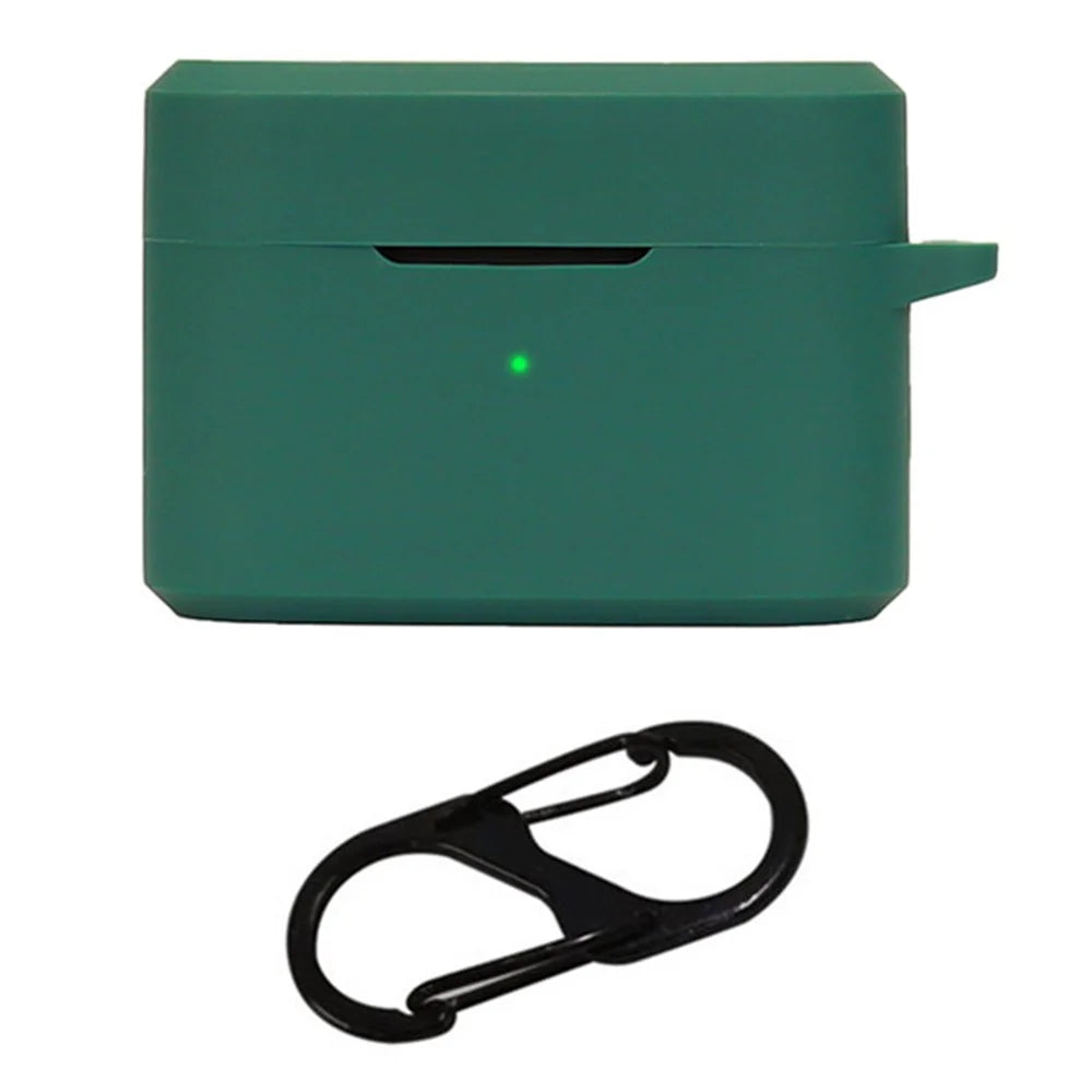 For 1MORE Q30 Bluetooth-compatible Headset Sleeve Silicone Case with Buckle - Blackish Green - 1
