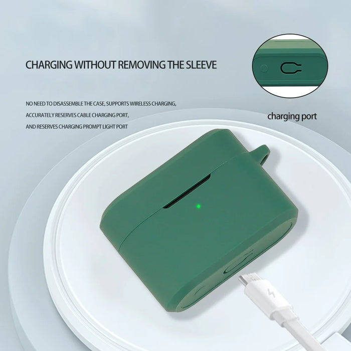 For 1MORE Q30 Bluetooth-compatible Headset Sleeve Silicone Case with Buckle - Blackish Green - 2