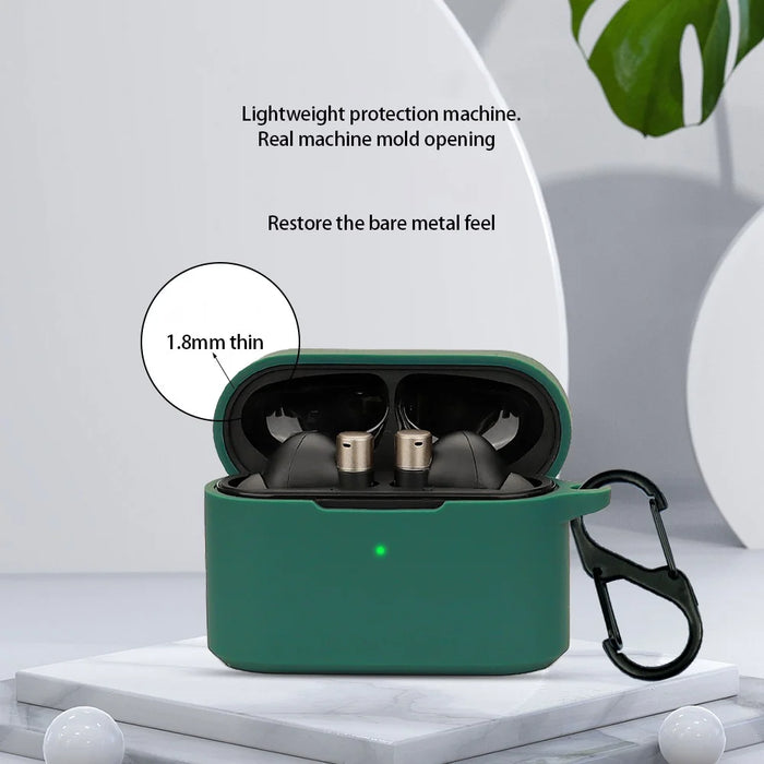 For 1MORE Q30 Bluetooth-compatible Headset Sleeve Silicone Case with Buckle - Blackish Green - 3