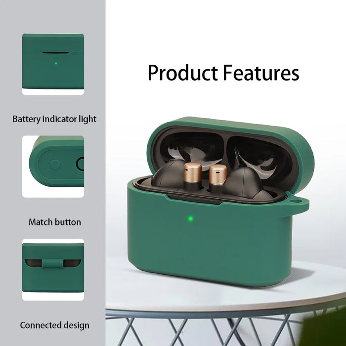 For 1MORE Q30 Bluetooth-compatible Headset Sleeve Silicone Case with Buckle - Blackish Green - 4
