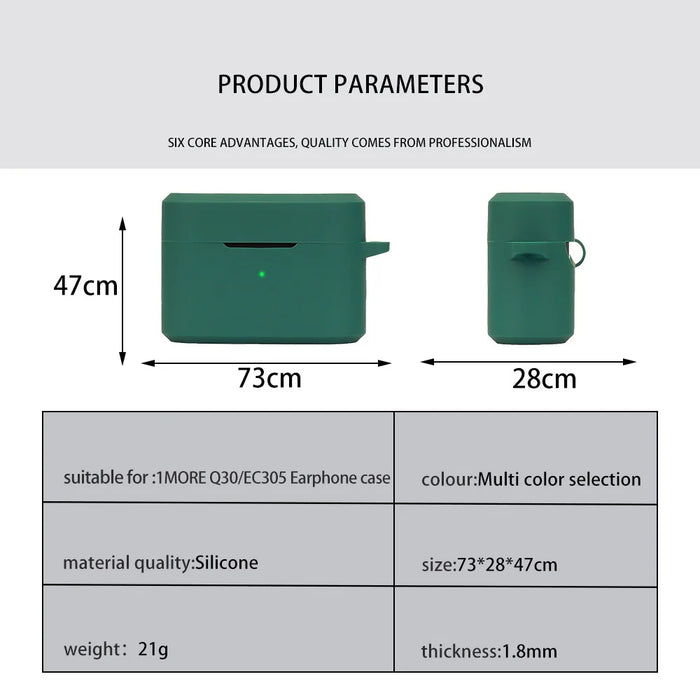 For 1MORE Q30 Bluetooth-compatible Headset Sleeve Silicone Case with Buckle - Blackish Green - 5