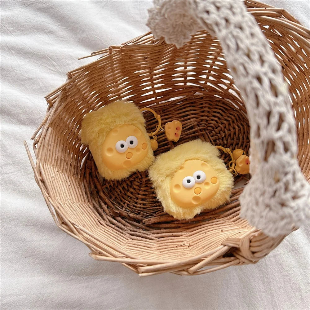 Cute Cheese Plush Cover for Apple AirPods with Charging Case (2016)  /  (2019)  /  AirPods with Wireless Charging Case (2019) Earphone Case - 2