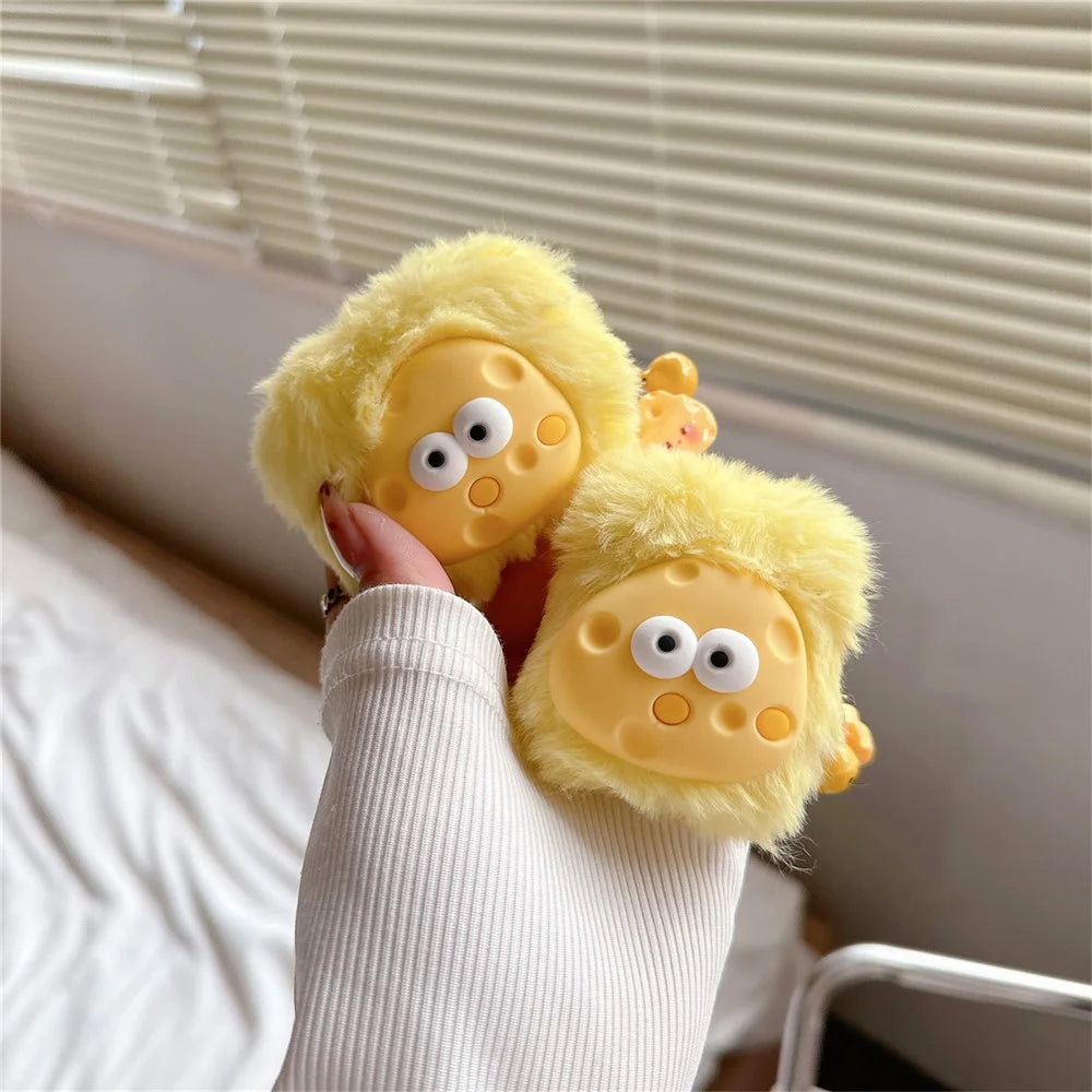 Cute Cheese Plush Cover for Apple AirPods with Charging Case (2016)  /  (2019)  /  AirPods with Wireless Charging Case (2019) Earphone Case - 3