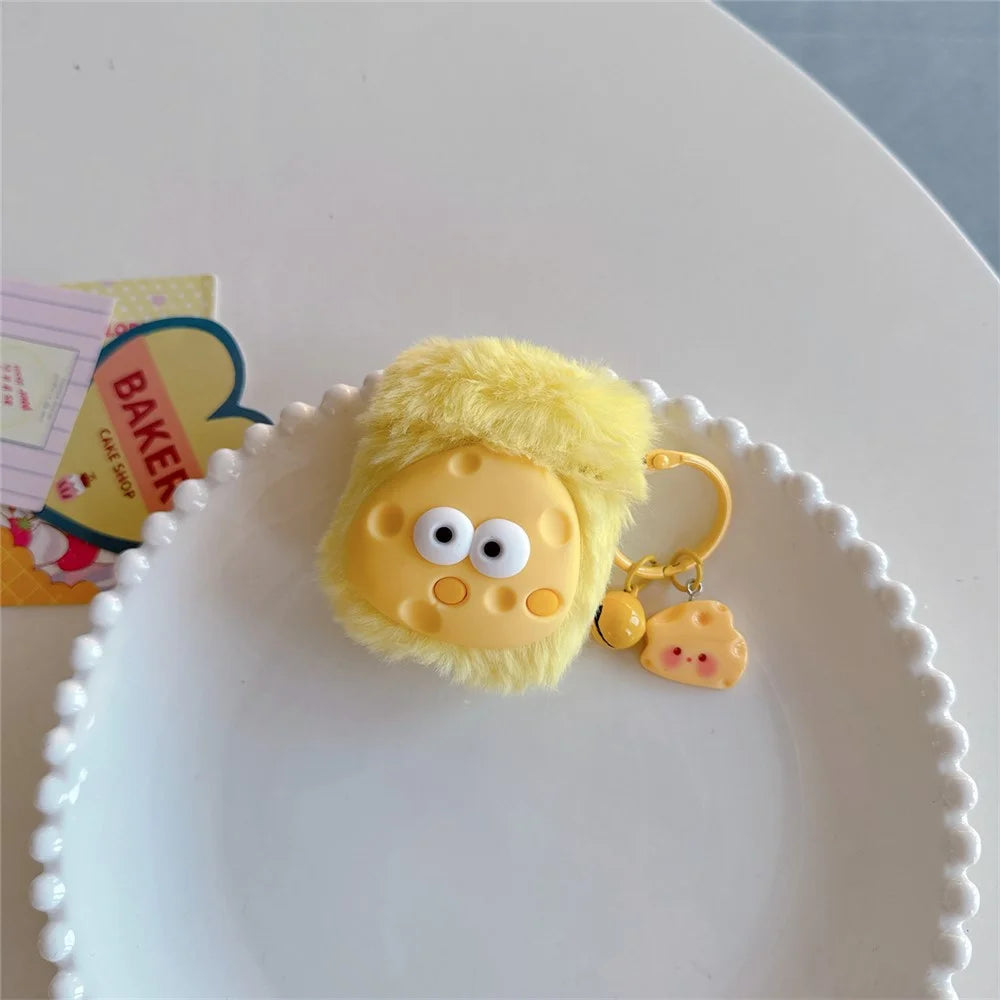 Cute Cheese Plush Cover for Apple AirPods with Charging Case (2016)  /  (2019)  /  AirPods with Wireless Charging Case (2019) Earphone Case - 5