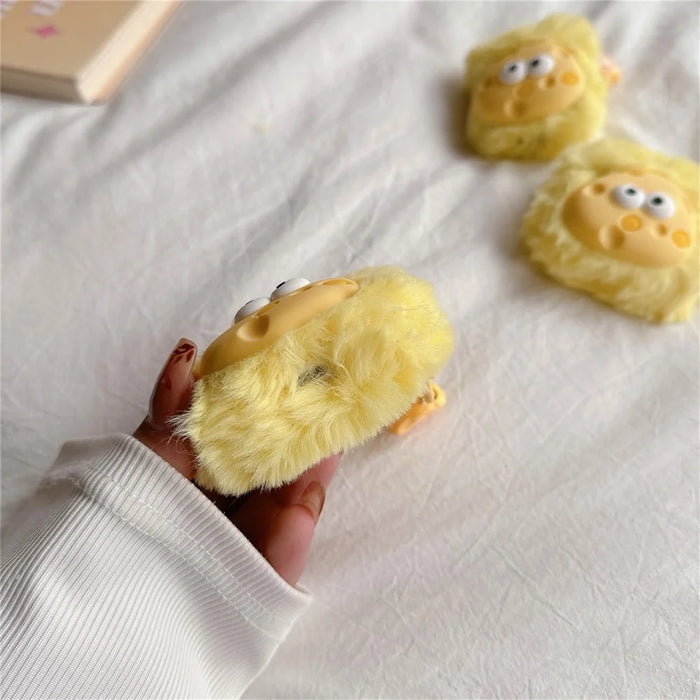 For Apple AirPods 3 Cartoon Cheese Warm Plush Protective Cover Bluetooth-compatible Earphone Anti-drop Case - 3
