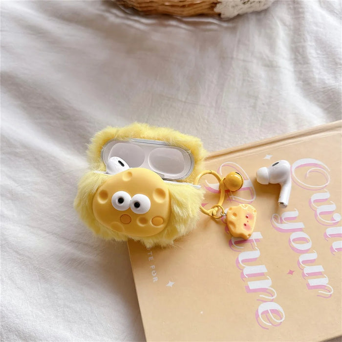 For Apple AirPods Pro Lovely Cheese Soft Plush Cover Bluetooth-compatible Earphone Winter Protective Case - 2