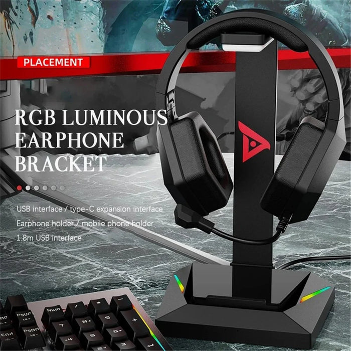 WE-100 RGB Light Bluetooth-compatible Earphone Holder Rack Gaming Headset Desk Stand - 2