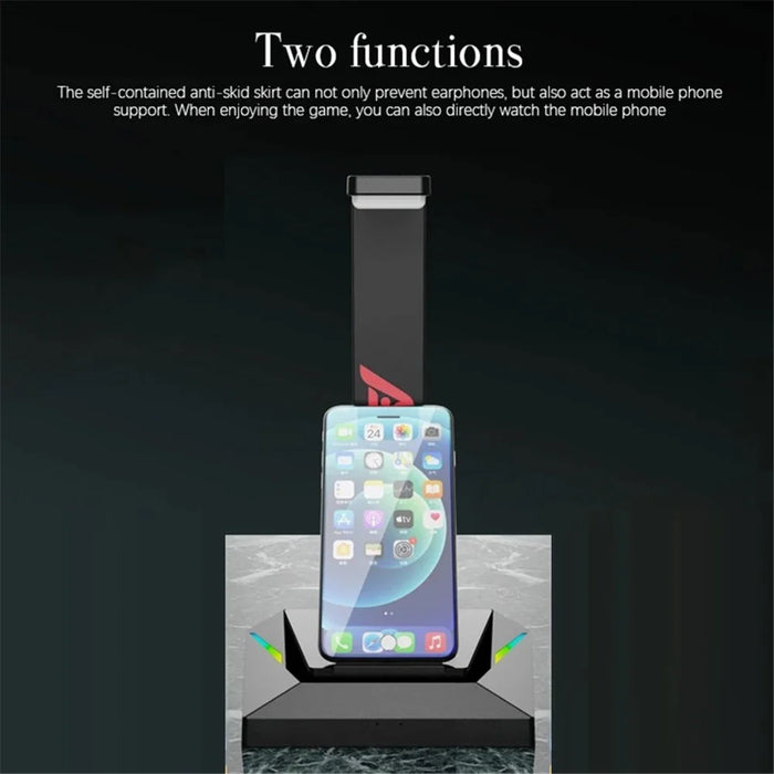 WE-100 RGB Light Bluetooth-compatible Earphone Holder Rack Gaming Headset Desk Stand - 4