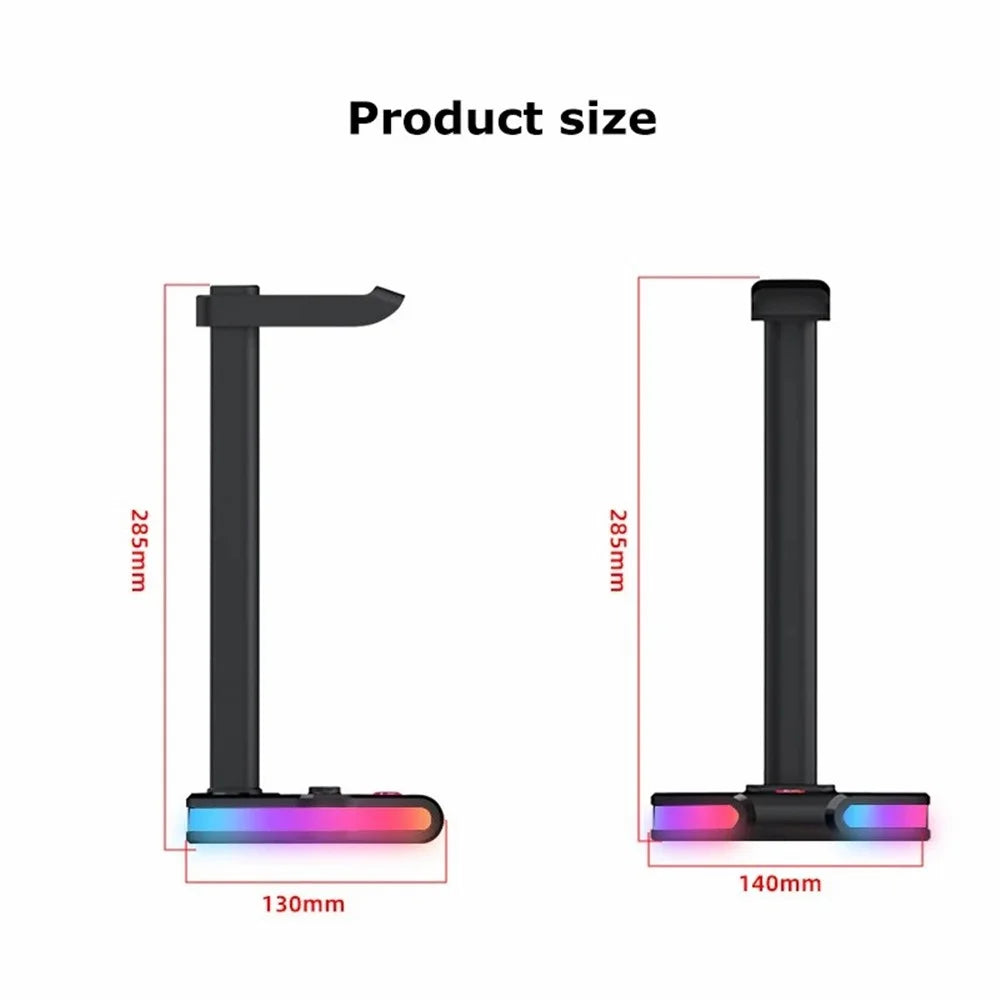 Q7 Headphone Desktop Stand Gaming Headset Holder Display Rack with RGB Light - 7