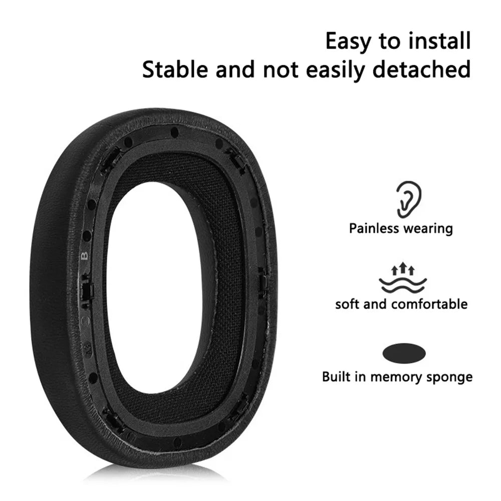 1 Pair Earpads for Bowers & Wilkins Px8 Protein Leather + Memory Foam Ear Cushions - Black - 3