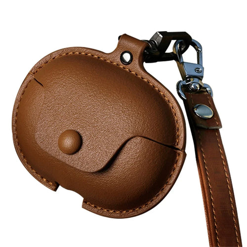 For Huawei FreeClip Wireless Charging Case Leather Cover Anti-drop Protector with Short Strap - Brown - 1