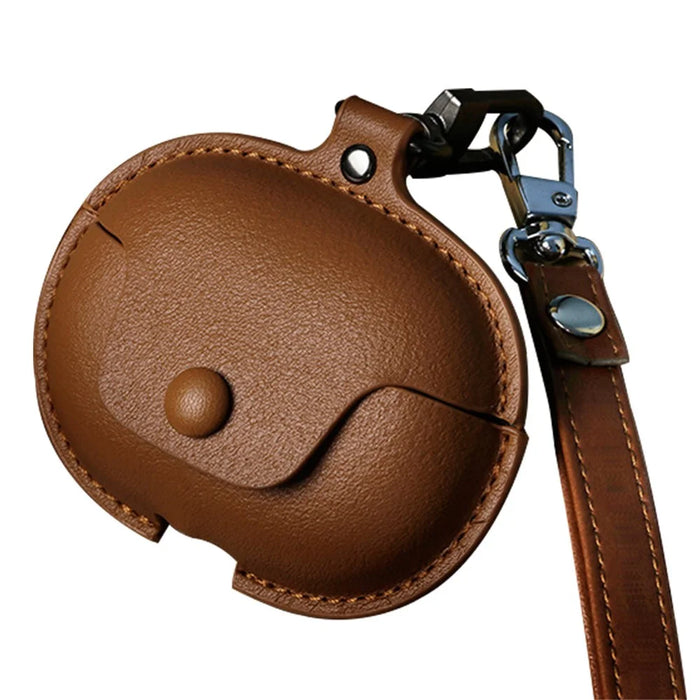 For Huawei FreeClip Wireless Charging Case Leather Cover Anti-drop Protector with Short Strap - Brown - 1