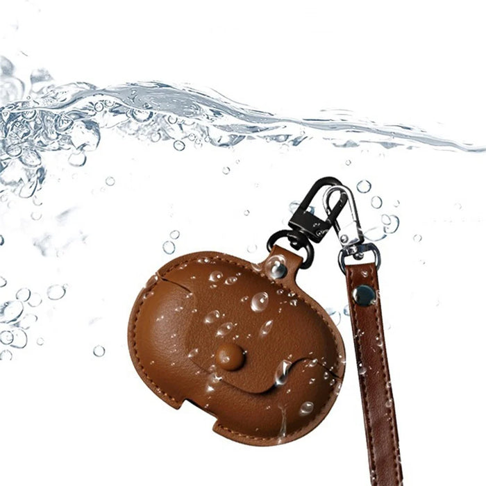 For Huawei FreeClip Wireless Charging Case Leather Cover Anti-drop Protector with Short Strap - Brown - 2