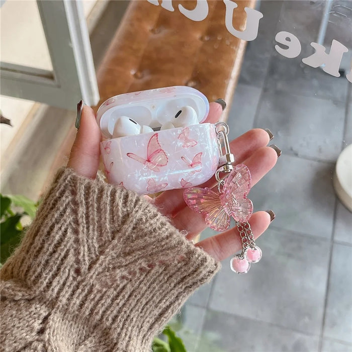 For AirPods Pro 2 Butterfly Pattern Cover Shell Texture TPU Anti-drop Earphone Case with Butterfly Pendant - 3