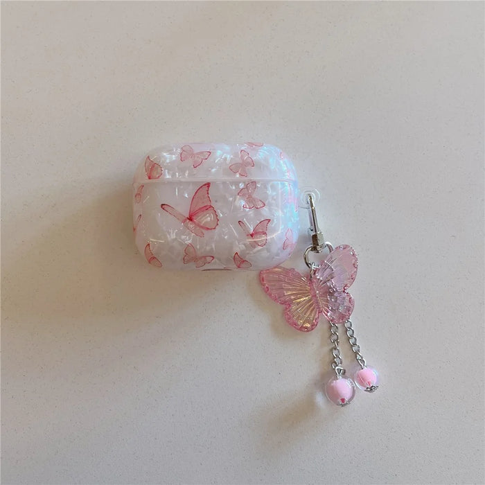 For AirPods Pro 2 Butterfly Pattern Cover Shell Texture TPU Anti-drop Earphone Case with Butterfly Pendant - 4