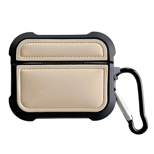 For Apple AirPods 3 Down Jacket Design TPU Protective Cover Earphone Anti-drop Case with Anti-lost Buckle - Apricot - 1