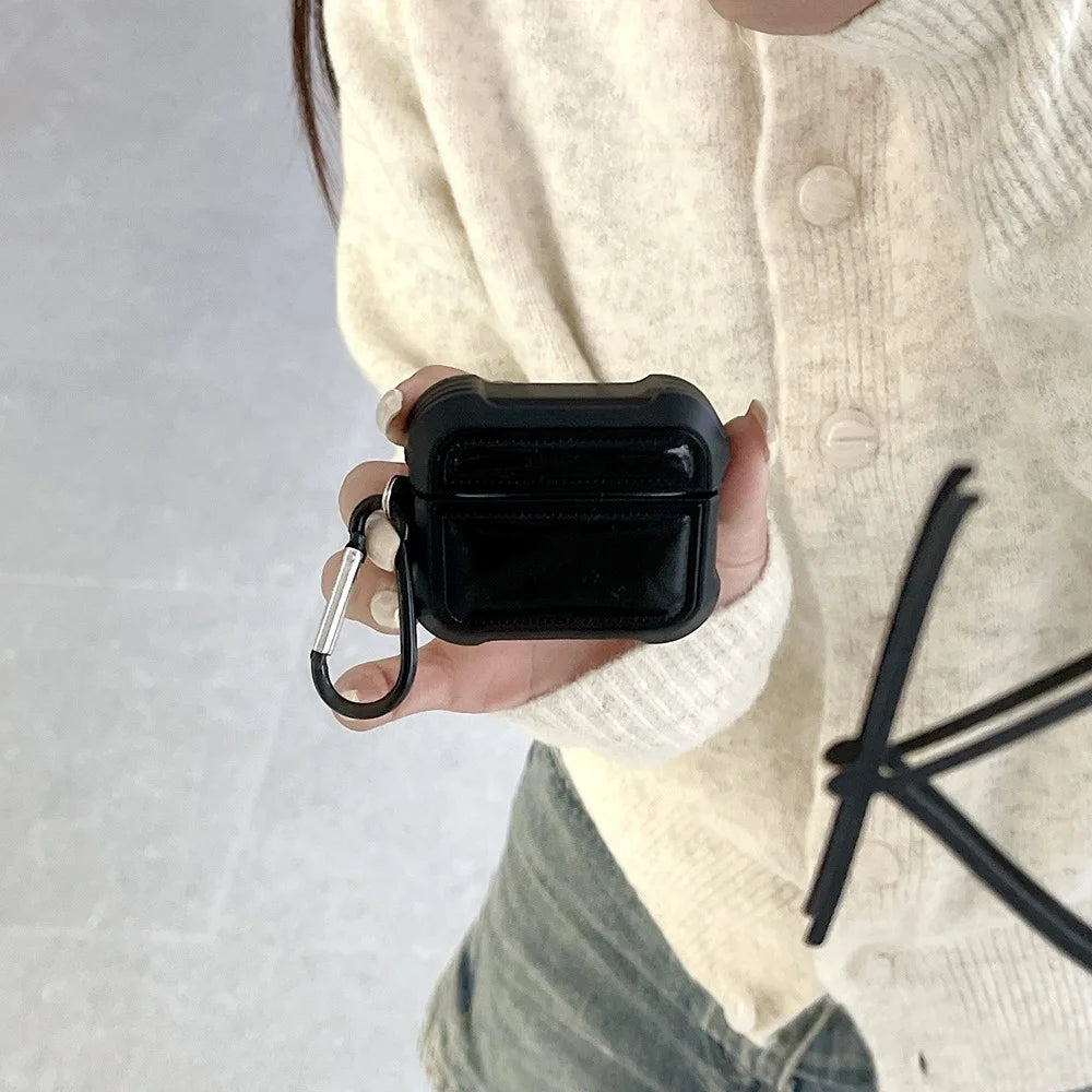For Apple AirPods 3 Down Jacket Design TPU Protective Cover Earphone Anti-drop Case with Anti-lost Buckle - Apricot - 3