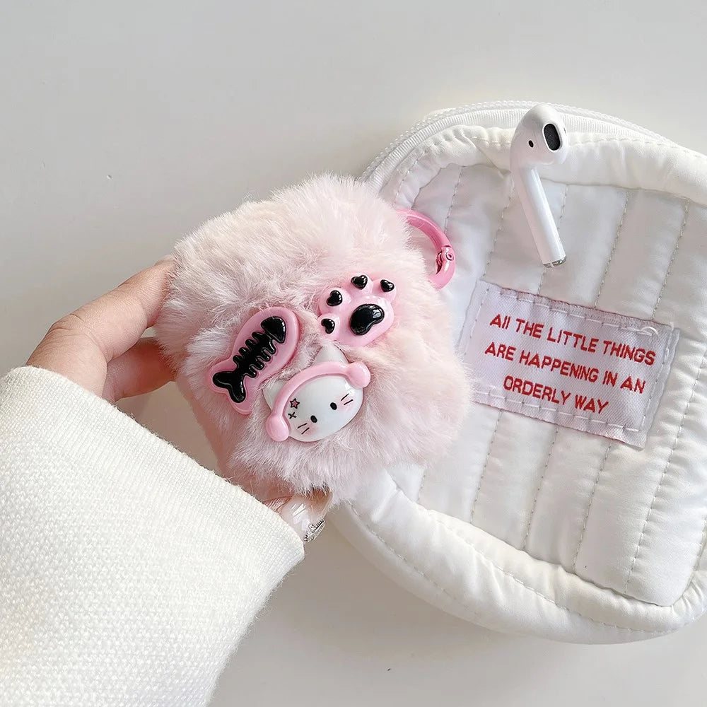 Earphone Sleeve for AirPods with Charging Case (2016) / (2019) / AirPods with Wireless Charging Case (2019) Cartoon Plush+TPU Cover - 2