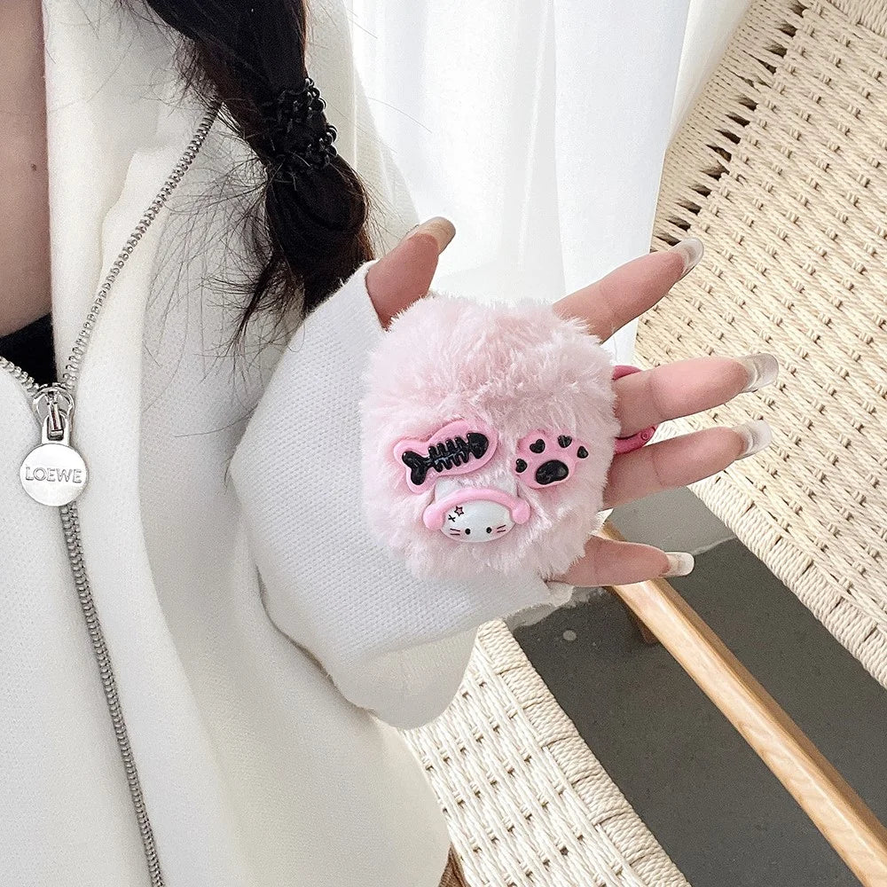 Earphone Sleeve for AirPods with Charging Case (2016) / (2019) / AirPods with Wireless Charging Case (2019) Cartoon Plush+TPU Cover - 4
