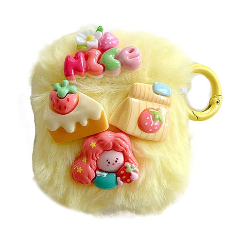 Fluff Earphone Cover for AirPods with Charging Case (2016) / (2019) / AirPods with Wireless Charging Case (2019) Cartoon Case - 1