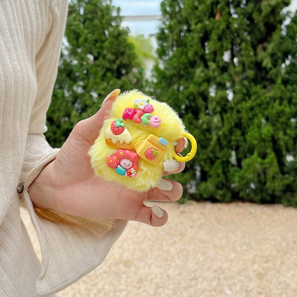 Fluff Earphone Cover for AirPods with Charging Case (2016) / (2019) / AirPods with Wireless Charging Case (2019) Cartoon Case - 2
