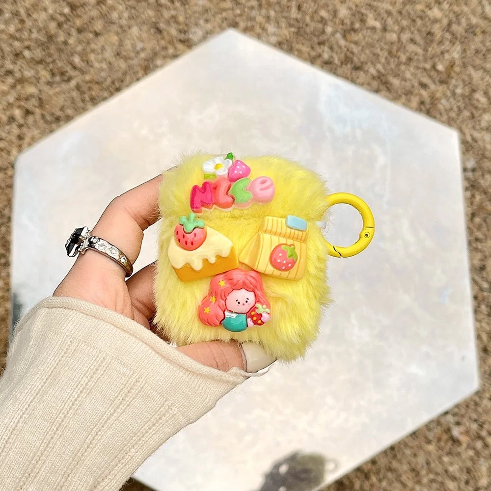 Fluff Earphone Cover for AirPods with Charging Case (2016) / (2019) / AirPods with Wireless Charging Case (2019) Cartoon Case - 3