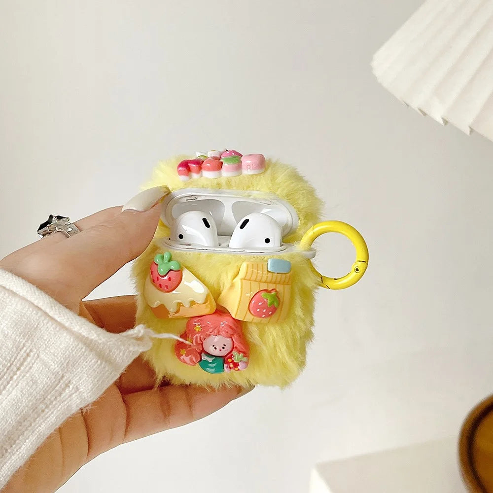 Fluff Earphone Cover for AirPods with Charging Case (2016) / (2019) / AirPods with Wireless Charging Case (2019) Cartoon Case - 4