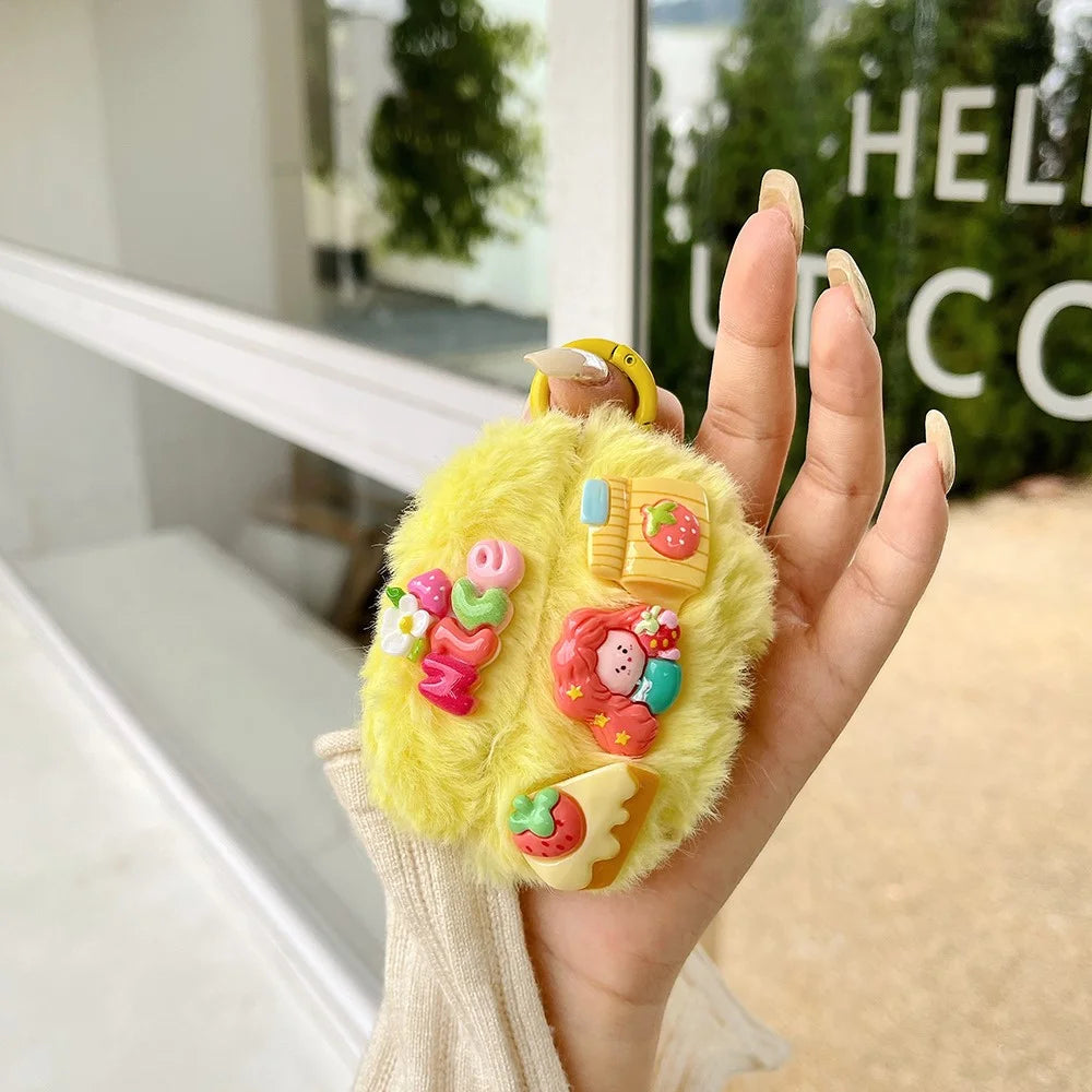 For AirPods Pro 2 / AirPods Pro Cartoon Girl Earphone Case Plush+TPU Protective Cover with Ring Buckle - 3