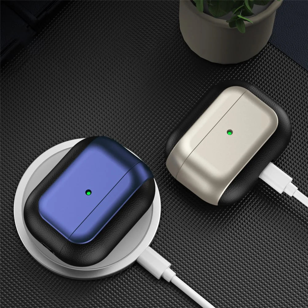 For Apple AirPods Pro Earphone Case Electroplating Protective Cover with Lanyard - Blue - 7