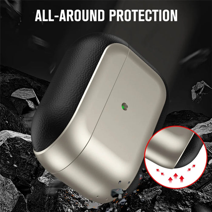 For AirPods Pro 2 TPU Case Litchi Texture Fall Prevention Earphone Cover with Lanyard - Titanium Grey - 4